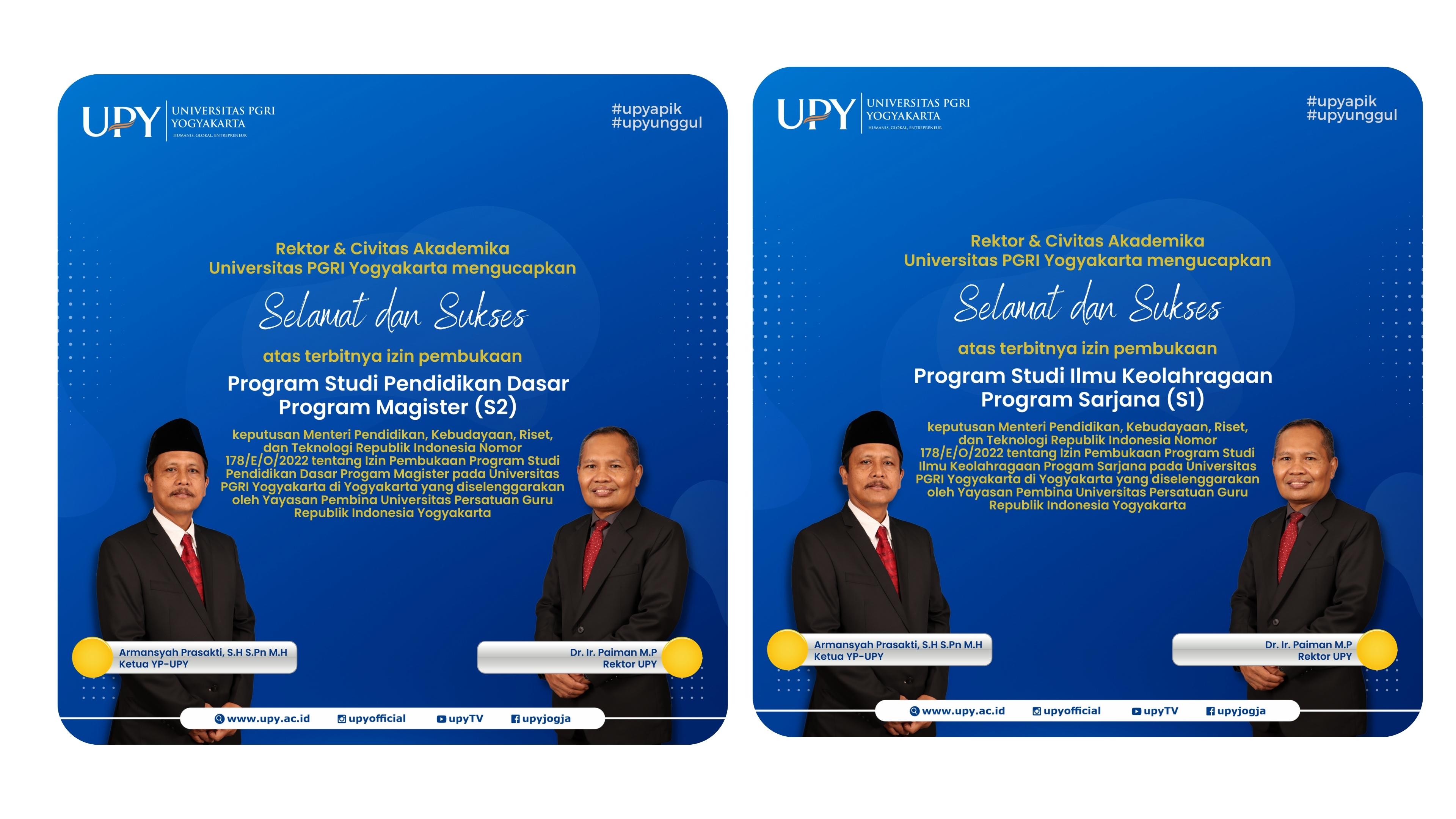 SK Prodi Baru Ilmu Keolahragaan Program Sarjana dan Prodi Pendidikan Dasar Program Magister