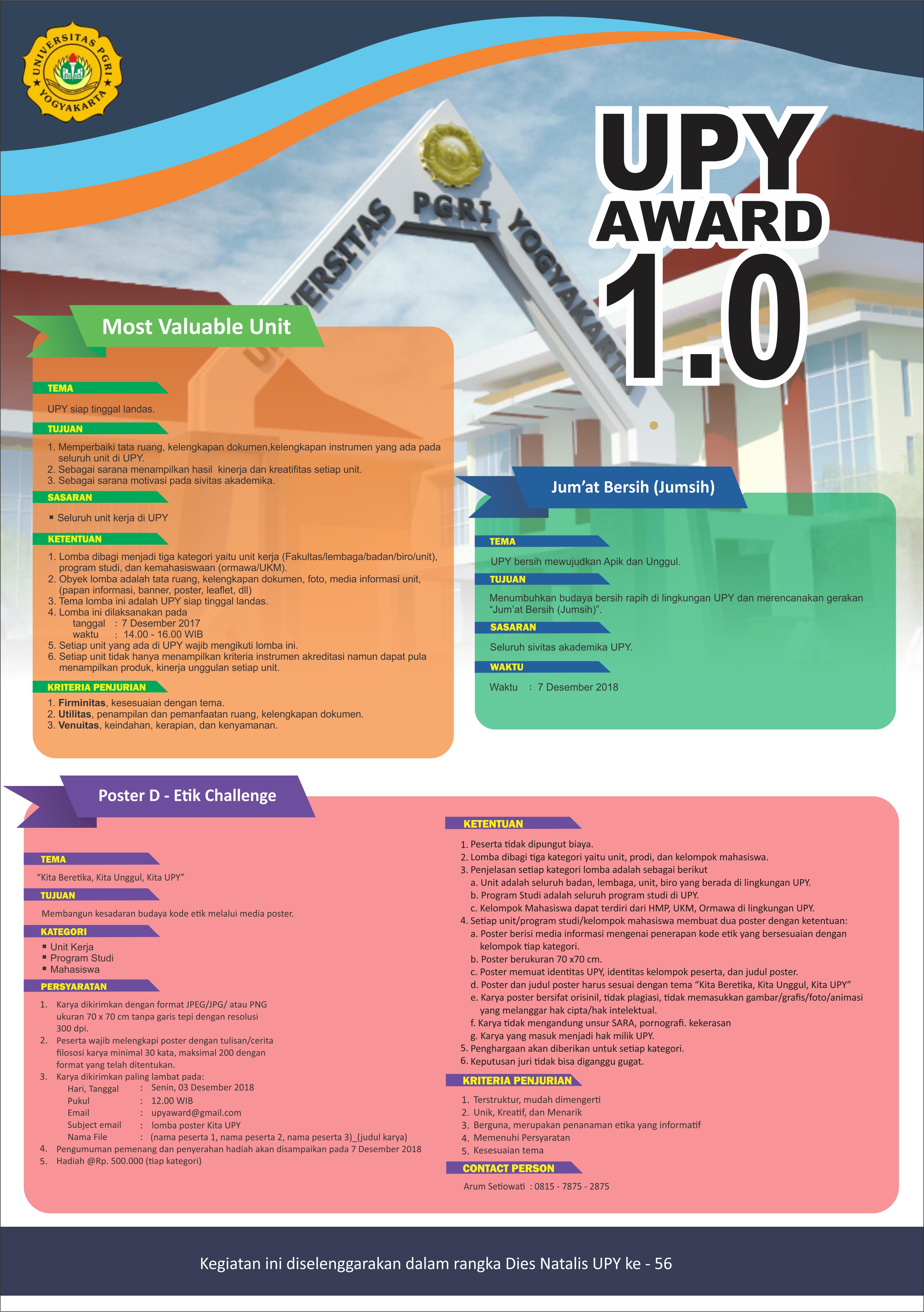 UPY Award 1.0 Memperingati Dies Natalis UPY Ke - 56